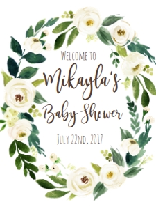 BSS White Floral Welcome 18x24: BSS White Floral Welcome 18x24