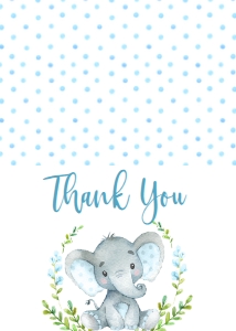 Thank You Blue Banner Laurel Elephant Thank You: Baby Shower Blue Banner Laurel Elephant Invitation