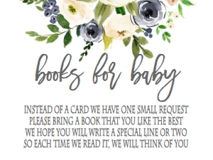 Baby Shower Blue Floral Book Card: Baby Shower Floral Blue Bouquet 565710770