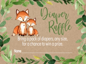 Baby Shower Green Wreath Kraft Fox Diaper Raffle: Baby Shower Green Wreath Kraft Fox Invitation 522007310