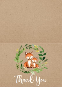 Baby Shower Woodland Fox Wreath Thank you: Baby Shower Green Wreath Kraft Fox Invitation 522007310