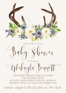 Baby Shower Blue Floral Antlers Invitation 574638560 design preview