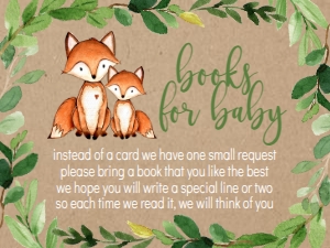 Baby Shower Green Wreath Kraft Fox Book Card: Baby Shower Green Wreath Kraft Fox Invitation 522007310