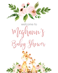 BSS Giraffe Pink Welcome 8x10: BSS Giraffe Pink Welcome 8x10