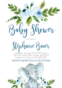 Baby Shower Elephant Blue Floral: Baby Shower Blue Banner Laurel Elephant Kit 594997875