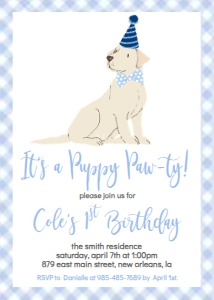 Birthday Dog Lab Blue Gingham: Birthday Dog Lab Blue Gingham