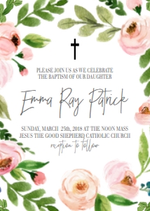 Baptism Pink Floral Wreath design preview