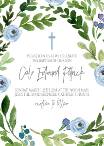 Baptism Blue Floral Wreath: Baptism Blue Floral Wreath