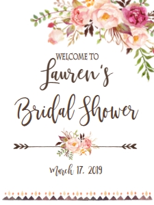 BSS Welcome Sign Boho Pink floral bridal: Bridal Shower Boho Romantic floral