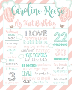 Birthday Up Up and Away Pink Balloon Milestone Stat Board: Birthday Up Up and Away Pink Balloon Milestone Stat Board