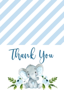 Baby Shower Blue Floral Elephant Thank You: Baby Shower Blue Banner Laurel Elephant Kit 594997875