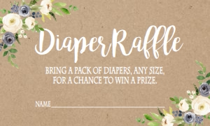 Baby Shower Kraft Blue Floral Diaper Raffle: Baby Shower Kraft Blue Floral Oh Baby