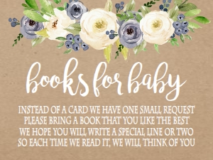 Baby Shower Blue Floral Kraft Book Request: Baby Shower Kraft Blue Floral Oh Baby