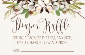 Baby Shower Cotton Antlers Diaper Raffle: Baby Shower Sip and See Cotton Antlers