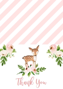 Baby Shower Pink Floral Woodland Deer Thank You: Baby Shower Pink Floral Woodland Deer Invitation