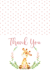 Thank You Pink Giraffe Laurel Master: Baby Shower Giraffe Pink Laurel Floral Invitation 522009896