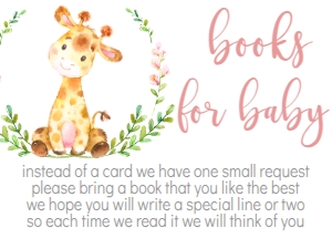 Baby Shower Pink Giraffe Laurel Book Card: Baby Shower Giraffe Pink Laurel Floral Invitation 522009896