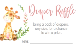 Baby Shower Pink Giraffe Laurel Diaper Raffle: Baby Shower Giraffe Pink Laurel Floral Invitation 522009896