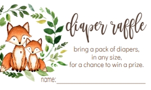 Baby Shower Green Wreath Fox Diaper Raffle: Baby Shower Green Wreath Fox Invitation 535818551