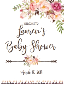 BSS Boho Pink Floral Baby Shower 18x24: Baby Shower Boho Pink Floral Sip & See