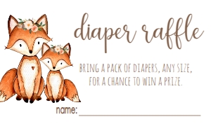 Baby Shower Floral Banner Fox Diaper Raffle: Baby Shower Floral Banner Fox Invitation