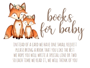 Baby Shower Floral Banner Fox Book Card: Baby Shower Floral Banner Fox Invitation