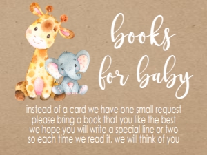 Baby Shower Safari  Book Card: Baby Shower Kraft Safari