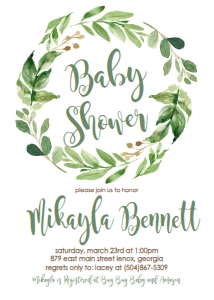Baby Shower Greenery Wreath Green Invitation: Baby Shower Greenery Wreath Green 596002525