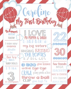 Birthday Red Balloon Stats Board design preview