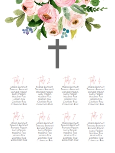 Seating Chart Pink Floral Bouquet Cross: Confirmation Bouquet Pink Floral