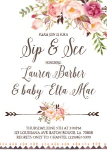 Baby Shower Boho Pink Floral Sip & See: Baby Shower Boho Pink Floral Sip & See