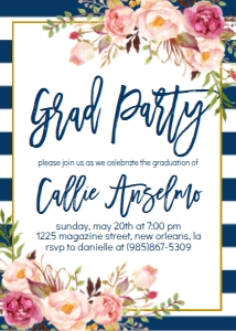 Graduation Floral Navy Grad Party design preview