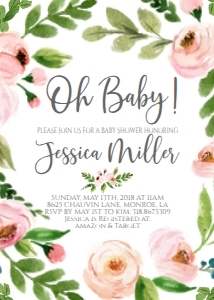 Baby Shower Oh Baby Pink Floral Wreath Invitation: Baby Shower Oh Baby Pink Floral Wreath Invitation
