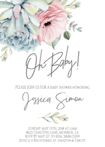 Baby Shower Pink Succulent Invitation No SPD: Baby Shower Pink Succulent Invitation No SPD 599438956