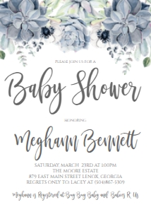 Baby Shower Blue Succulent Invitation: Baby Shower Blue Succulent Invitation 613328897