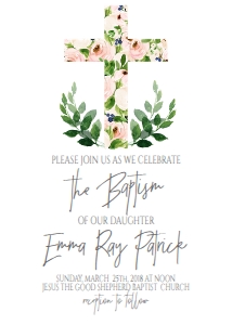 Baptism Cross Pink Floral: Baptism Cross Pink Floral