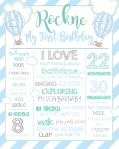 Birthday Blue Mint Milestone Stat Board: Birthday Blue Mint Milestone Stat Board