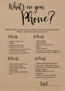 Baby Shower Game Kraft Phone: Baby Shower Game Kraft Kit