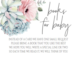 Baby Shower Pink Succulent Book Card NIS: Baby Shower Pink Succulent Invitation No SPD 599438956