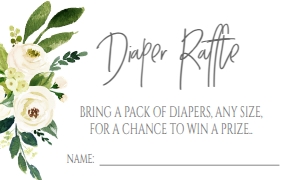 Baby Shower White Floral Deer Oh Baby Diaper Raffle: Baby Shower White Floral Deer Oh Baby Invitation 632383122