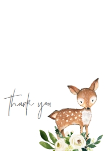Thank You White Floral Deer Oh Baby Thank You: Baby Shower White Floral Deer Oh Baby Invitation 632383122