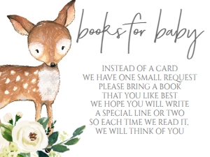Baby Shower White Floral Deer Oh Baby Book Card: Baby Shower White Floral Deer Oh Baby Invitation 632383122