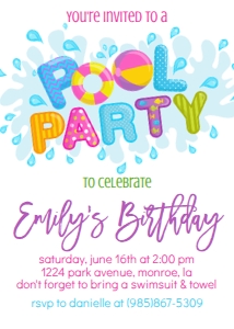 Birthday Pool Party Girl design preview