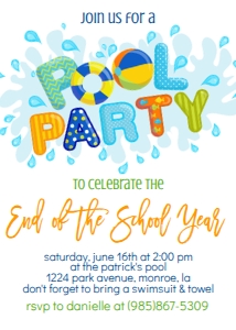 Birthday School Pool Party Blue design preview