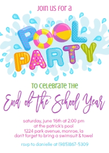 School End of the Year Pool Party Purple: Birthday School Pool Party Purple