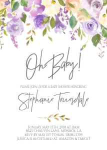 Baby Shower Header Purple Floral Invitation: Baby Shower Header Purple Floral Invitation