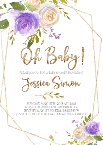Baby Shower Purple Floral Corner Invitation: Baby Shower Purple Floral Corner Invitation 646226501