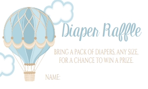 Baby Shower Blue Tan Hot Air Balloon Diaper Raffle: Baby Shower Blue Tan Hot Air Balloon  Invitation