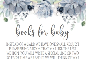 Baby Shower Blue Succulent Book Card: Baby Shower Blue Succulent Invitation 613328897