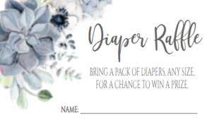 Baby Shower Blue Succulent Diaper Raffle: Baby Shower Blue Succulent Invitation 613328897